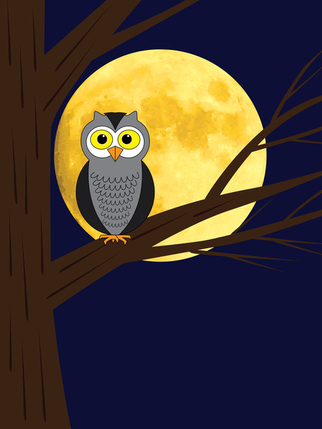 owl sitting on a branch of tree - Vektori, kuva