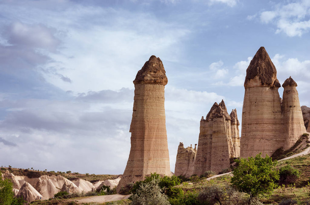 Rock formations in Love Valley in Cappadocia , Turkey - Zdjęcie, obraz