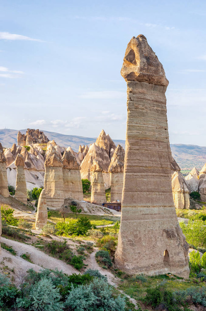 Rock formations in Love Valley in Cappadocia , Turkey - Φωτογραφία, εικόνα