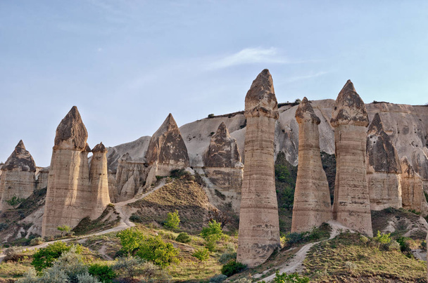 Rock formations in Love Valley in Cappadocia , Turkey - Фото, изображение