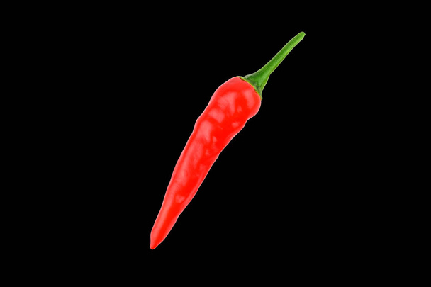 Pepper Red Hot chilli (Chilli, Chile). Samostatný černý, bez stínu. - Fotografie, Obrázek