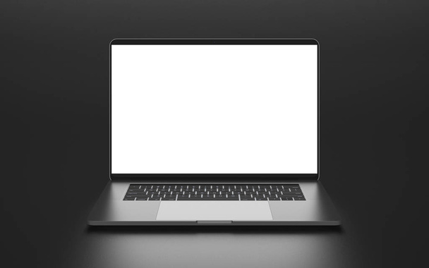Laptop μια ορθογώνια οθόνη για την εισαγωγή εικόνων, απομονώνονται σε λευκό. - Φωτογραφία, εικόνα