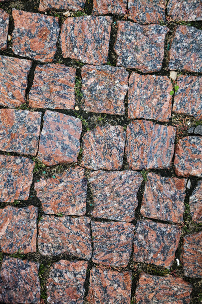 Stone road close up. Fragment of a walkway in the park. - Fotografie, Obrázek