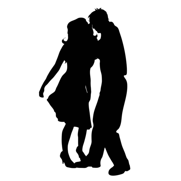 Vector silhouet van echtpaar op witte achtergrond danst. - Vector, afbeelding