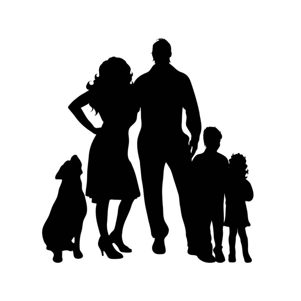 Vector silhouette of family on white background. - Vector, Image