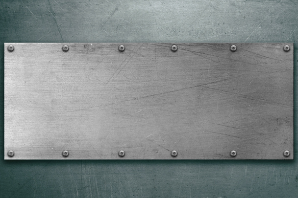 Old metal texture with rivets, steel background - Photo, Image