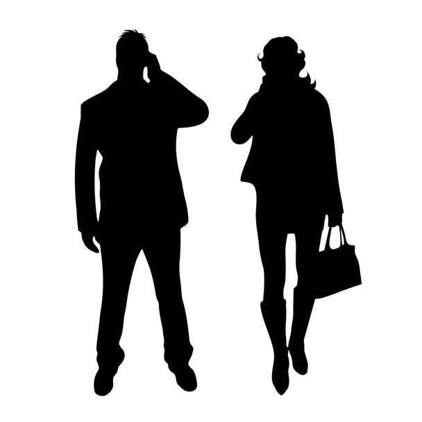 Vector silhouette of couple on white background. - Vector, Image