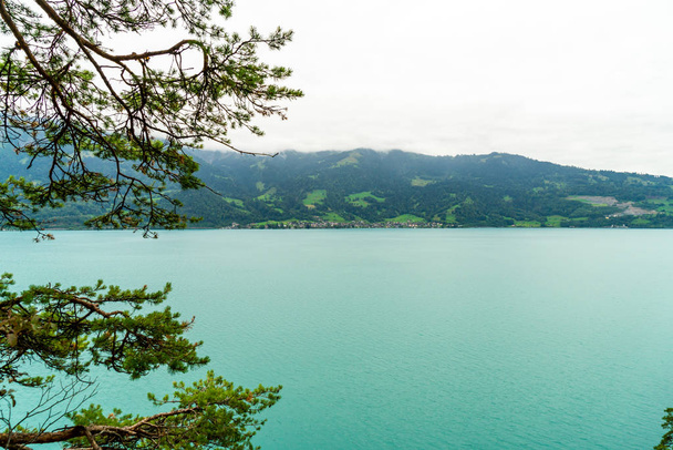 Thun Lake with cloudy in Switzerland - Valokuva, kuva