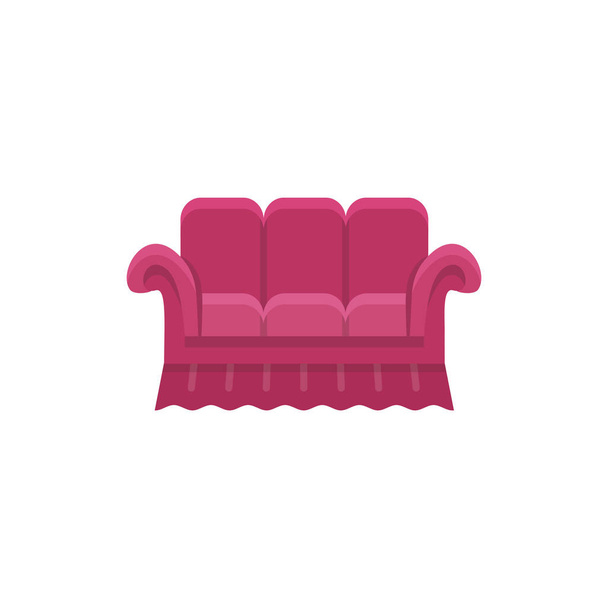 Красный раскладной диван. Векторная иллюстрация. Плоская иконка дивана. Элемент традиционной домашней и офисной мебели. Вид спереди
. - Вектор,изображение