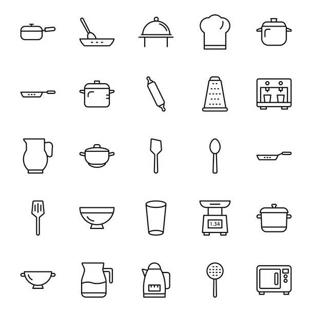 Mutfak mutfak eşyaları izole vektör Icon set kolayca değiştirilebilir veya düzenleme - Fotoğraf, Görsel
