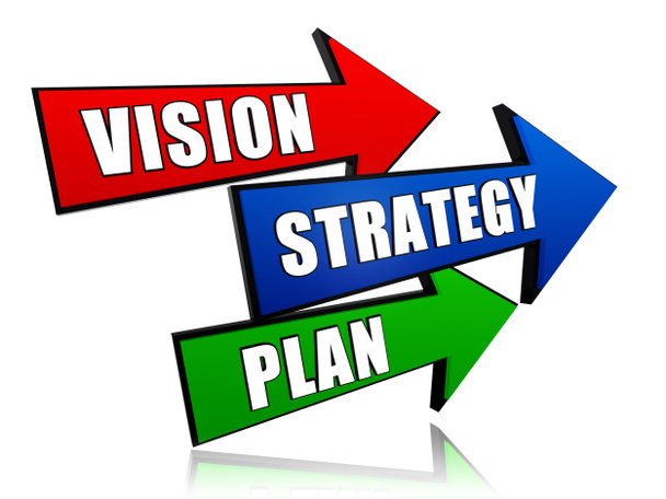 visie, strategie, plan in pijlen - Foto, afbeelding