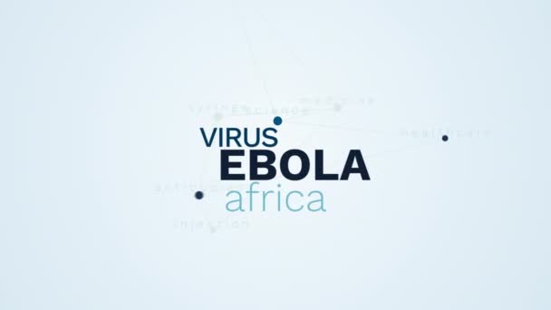 エボラ ウイルス アフリカ ワクチン医学研究科学医療抗体注射器アニメーションの uhd 4 k の単語雲背景 3840 2160. - 映像、動画