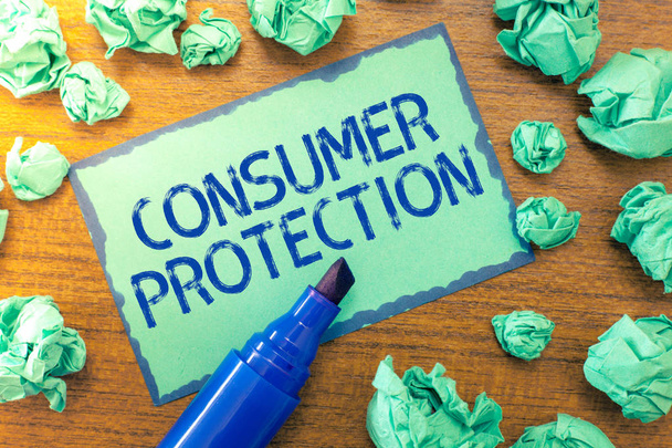 Handwriting text Consumer Protection. Concept meaning Fair Trade Laws to ensure Consumers Rights Protection - Photo, Image