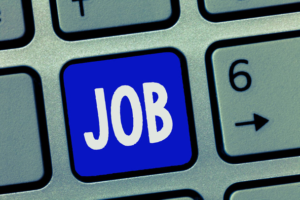 Signo de texto que muestra Job. Foto conceptual Una posición remunerada de empleo regular Trabajo ocasional Tarea
 - Foto, imagen
