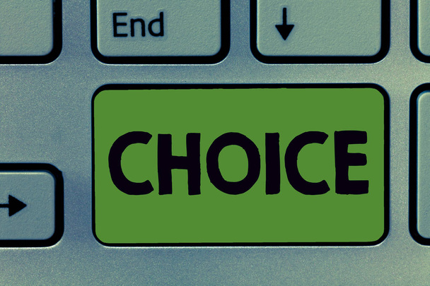 Text sign showing Choice. Conceptual photo act of choosing between two or more possibilities with own free will - Photo, Image