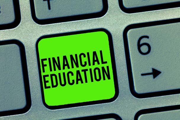 Text sign showing Financial Education. Conceptual photo Understanding Monetary areas like Finance and Investing - Photo, Image