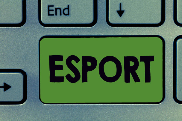 ESport gösterilen metin işareti. Kavramsal fotoğraf multiplayer video rekabetçi seyirci ve eğlence için oynanan oyun - Fotoğraf, Görsel