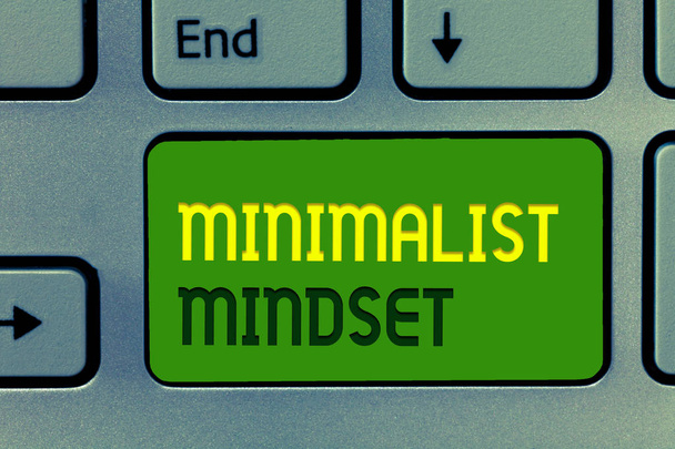 Word writing text Minimalist Mindset. Geschäftskonzept für bewusster sein, was das Leben ohne Unordnung zu bieten hat - Foto, Bild