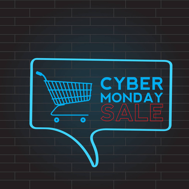 Neon cyber monday promotion - Vector, afbeelding