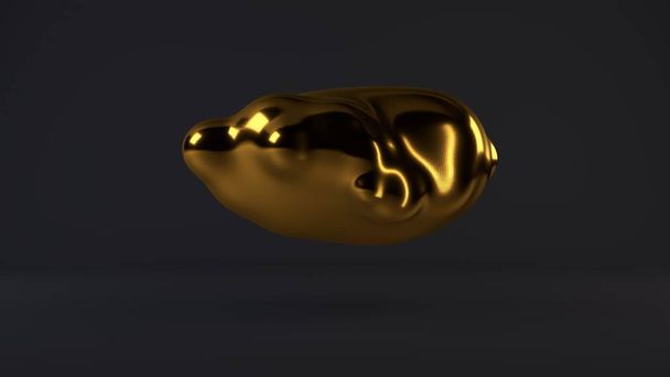 3D иллюстрация золотых капель, абстрактное изображение жидкости, расплавленное золото при нулевой гравитации. Идея красоты и свободы, богатства и процветания. 3D рендеринг
 - Фото, изображение