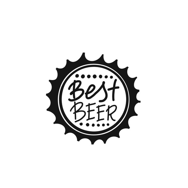 Vector Hand drawn illustration with lettering best  beer sign in . - Вектор,изображение