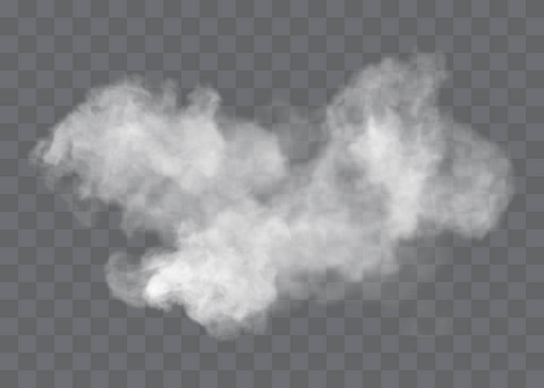 Прозрачный спецэффект выделяется туманом или дымом. Вектор белого облака, туман или смог. - Вектор,изображение