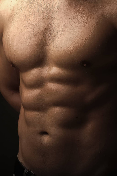 Muscular male wet torso - Foto, Imagen