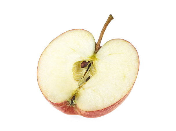 Ripe red apple half fruit isolated on white background - Φωτογραφία, εικόνα