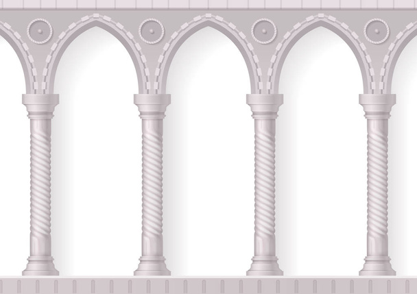 Vier antieke witte kolommen realistische samenstelling - Vector, afbeelding