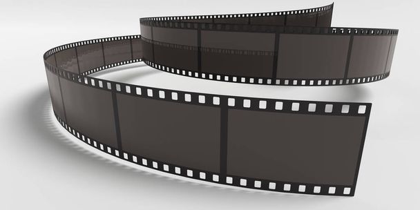 Filmstreifen isoliert auf weißem Hintergrund. 3D gerenderte Illustration. - Foto, Bild