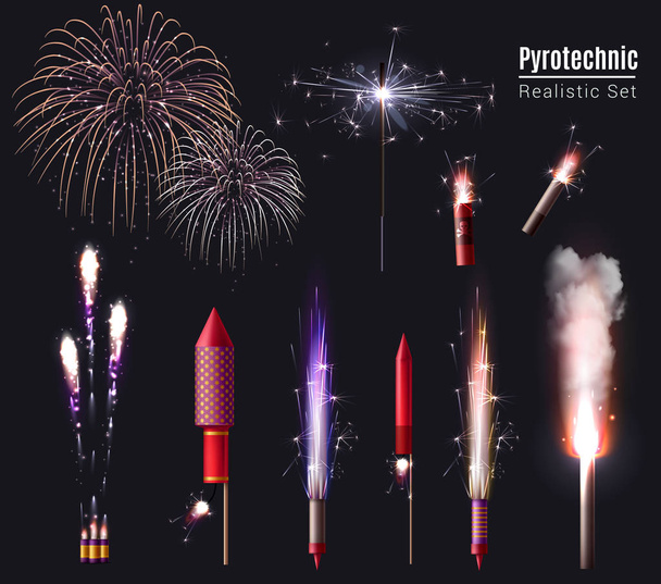 Pyrotechnic Sparkler Lights Collection - Vector, Image