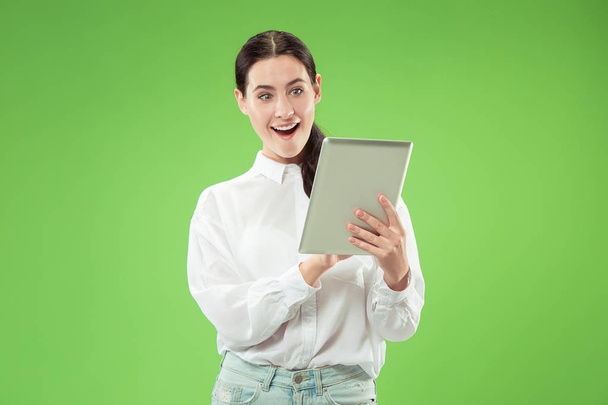 Businesswoman with laptop. Love to computer concept. - Foto, Bild