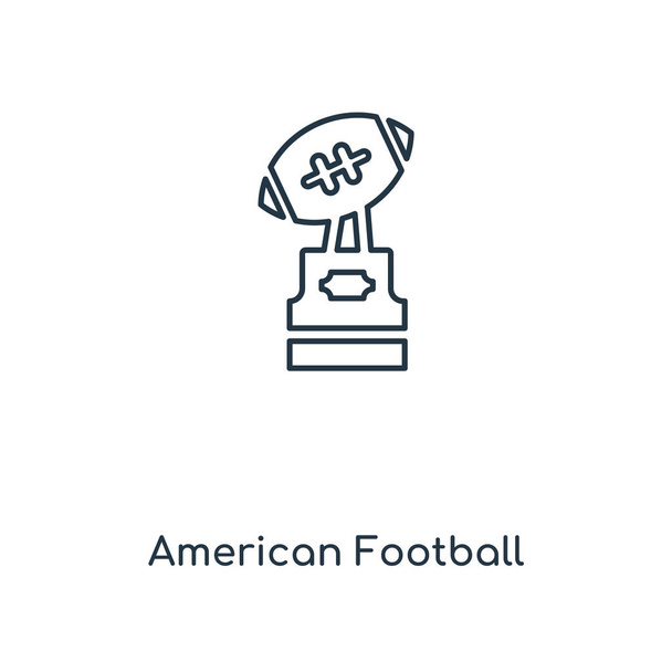 アメリカン フットボール Trophey コンセプト ライン アイコン。線形アメリカン フットボール Trophey 概念のアウトライン シンボルのデザイン。Web とモバイルの Ui ・ Ux のこの単純な要素の図を使用できます。. - ベクター画像