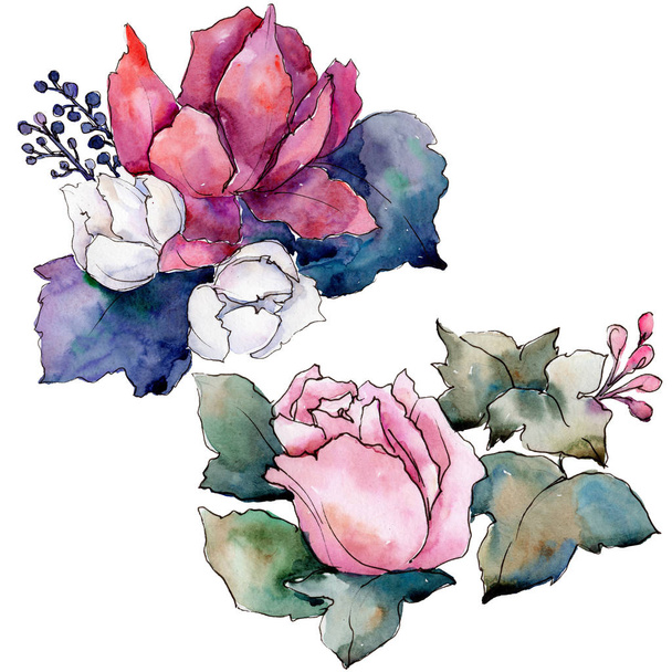 Watercolor colorful bouquet flower. Floral botanical flower. Isolated illustration element. - Photo, Image