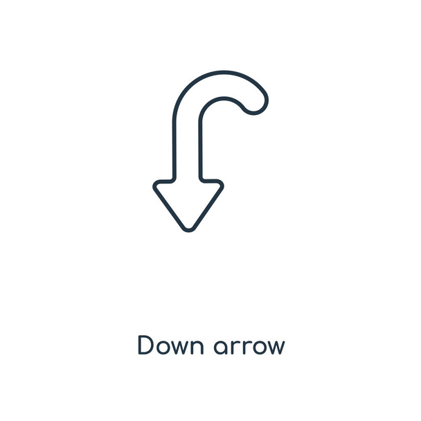 down arrow icon in trendy design style. down arrow icon isolated on white background. down arrow vector icon simple and modern flat symbol for web site, mobile, logo, app, UI. down arrow icon vector illustration, EPS10. - Vector, Image