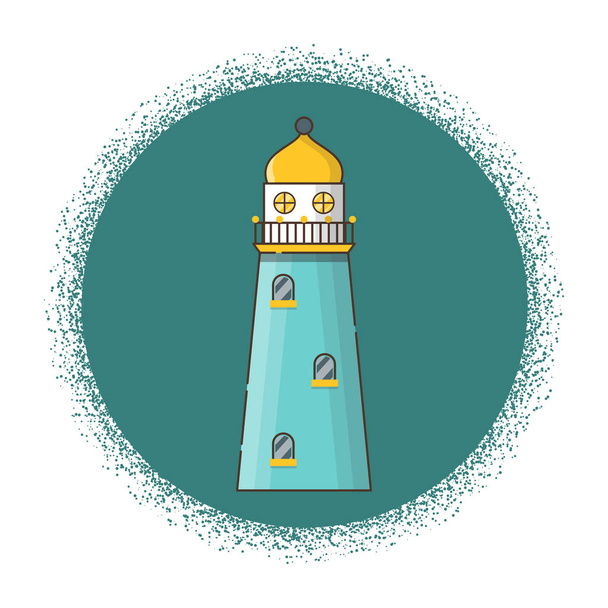 Vector cartoon flat lighthouse isolated on background - Vecteur, image
