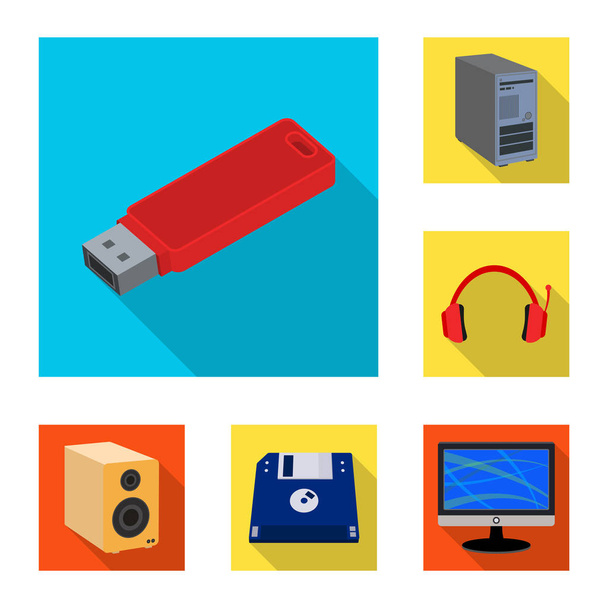 Isolated object of laptop and device logo. Collection of laptop and server vector icon for stock. - ベクター画像