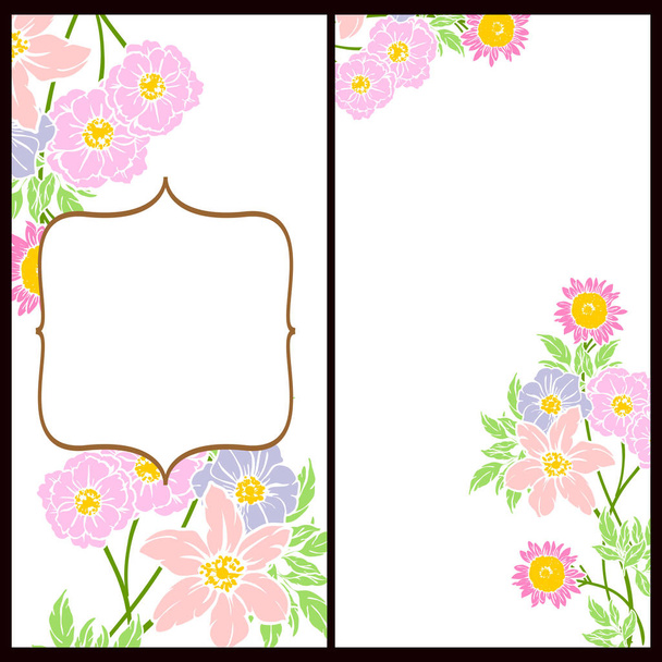 Vintage style flower wedding cards set. Floral elements and frames. - Διάνυσμα, εικόνα