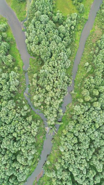Luftaufnahme der natürlichen Flusslandschaft  - Foto, Bild