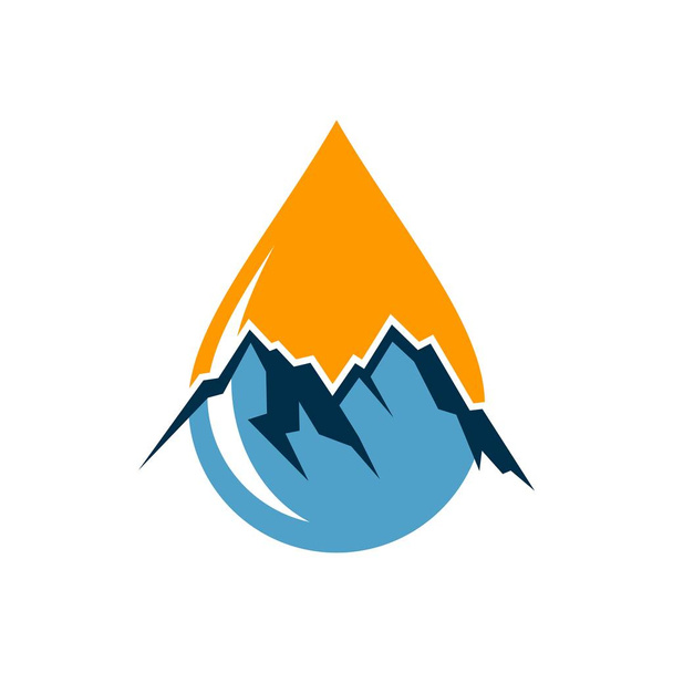 Plantilla de logotipo de agua de montaña y gota
 - Vector, Imagen