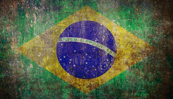 Oude shabby grunge vlag van Brazilië - Foto, afbeelding