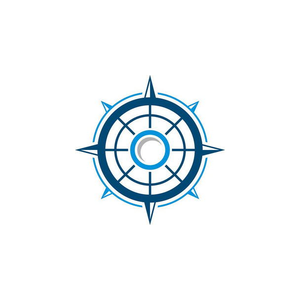 Sinisen viivan kompassi Rose Logo malli
 - Vektori, kuva