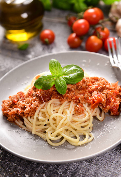 leckere hausgemachte Spaghetti Bolognese aus nächster Nähe  - Foto, Bild
