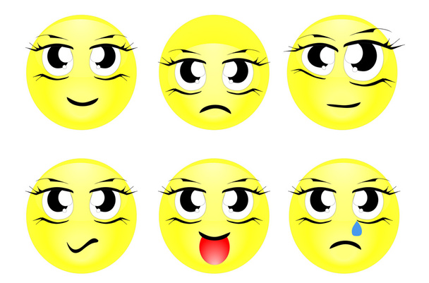 Conjunto de caracteres de vector emoticonos amarillos
 - Vector, imagen