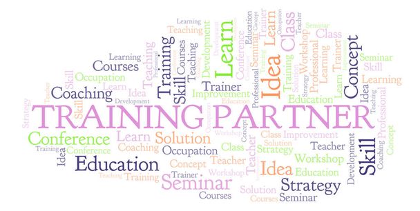 Training Partner word cloud. Wordcloud made with text only. - Photo, Image