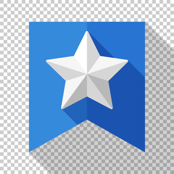 Gwiazda na ikonę flagi w płaski z długi cień na przezroczystym tle - Wektor, obraz