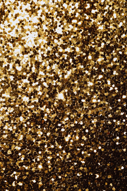 Golden glitter beautiful texture, christmas abstract background. - Photo, Image