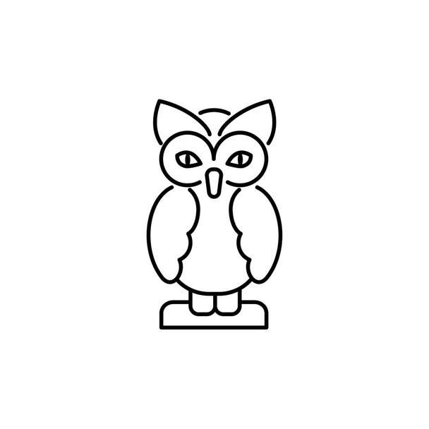 Illustration vectorielle noir et blanc de figurine de table de hibou. Icône de ligne de statuette d'oiseau décorative pour la maison et le bureau. Objet isolé sur fond blanc
.  - Vecteur, image