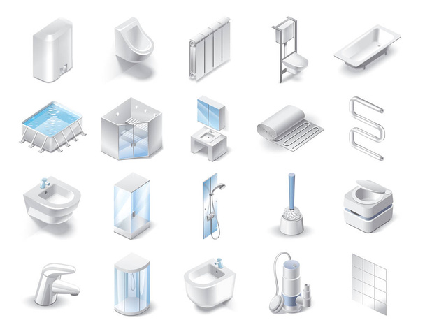 Set van pictogrammen van sanitair thema - Foto, afbeelding