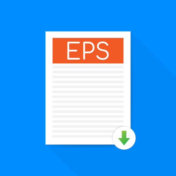 Download EPS-knop. Downloaden document concept. Bestanden met EPS-label en beneden pijl teken. Vectorillustratie. - Vector, afbeelding